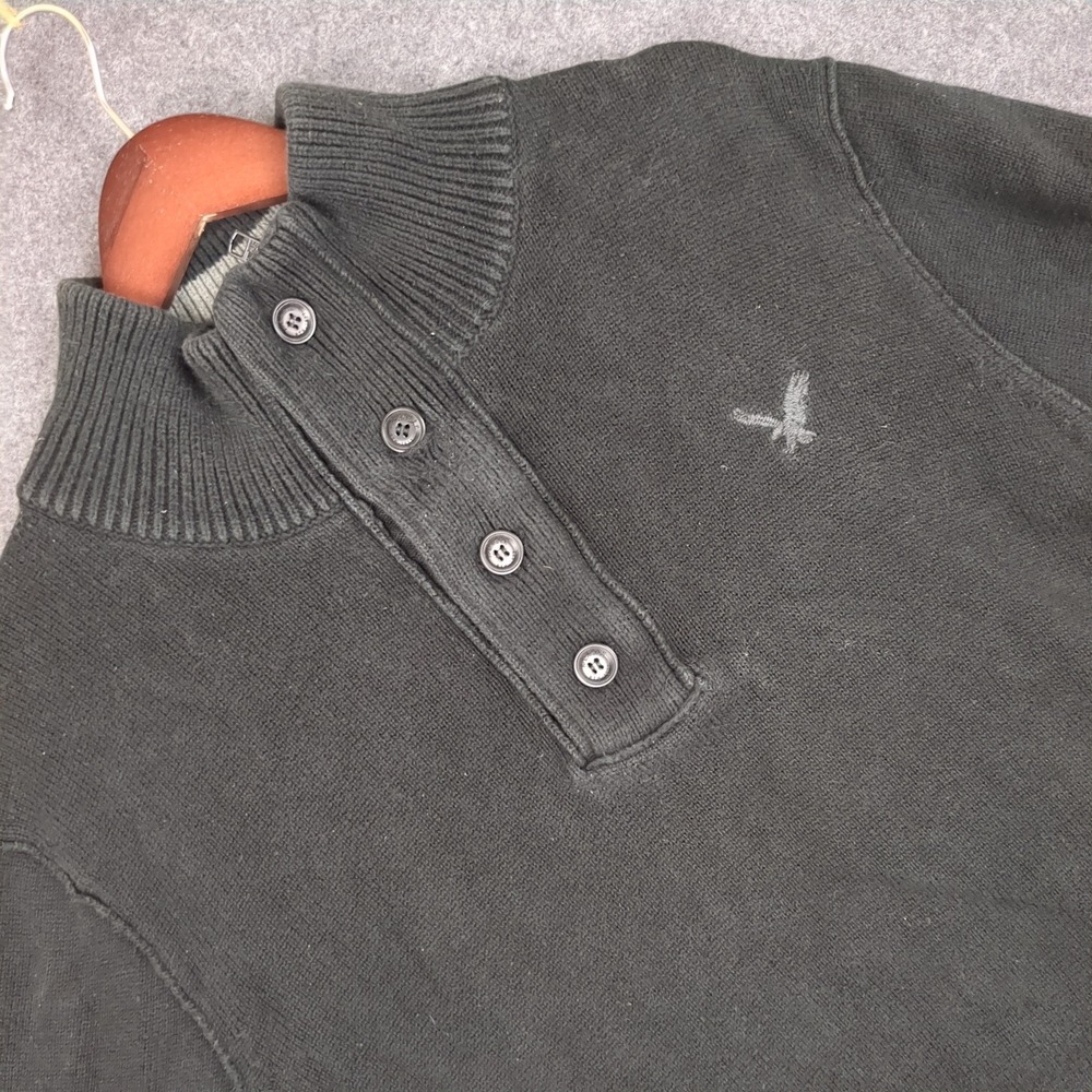 American Eagle Mens Classic Fit Mock Neck Button Up Sweater XL TG‎ Gray